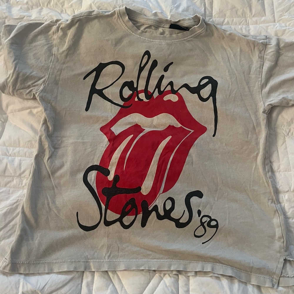 Zara The Rolling Stones Kids Tee - Gray with Red Graphic